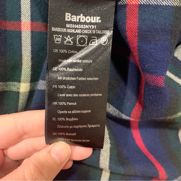 Barbour Men's Highland Check 19 Tailored Shirt in Navy Plaid Flannel Size XL - Picture 7 of 11
